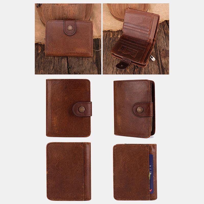 12 Kartenfächer Echtes Leder RFID Anti-Diebstahl Kurze Brieftasche