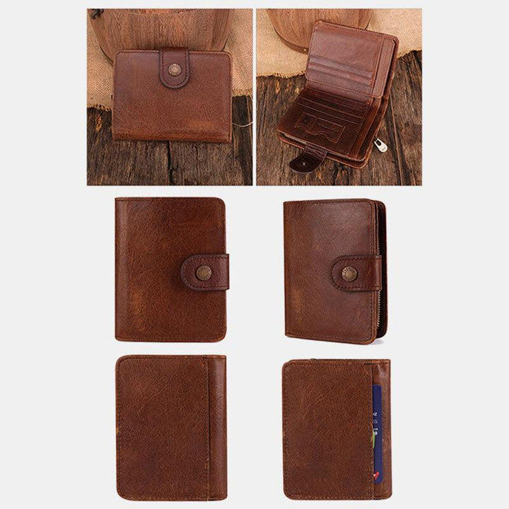 12 Kartenfächer Echtes Leder RFID Anti-Diebstahl Kurze Brieftasche