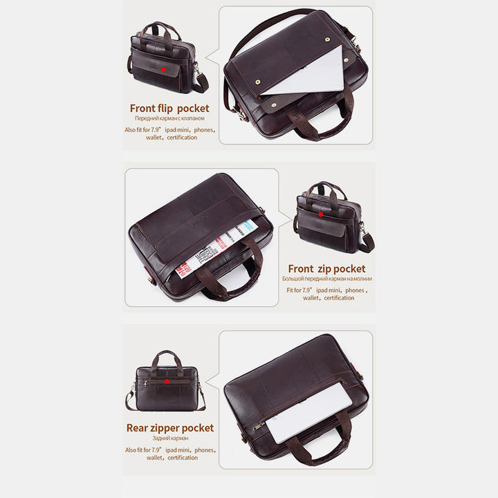 Vintage Business Messenger Bag aus echtem Leder
