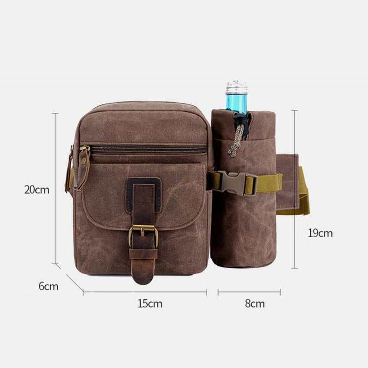 Canvas-Gürteltasche für Damen und Herren, Hüfttasche, Brusttasche mit Flaschenfach