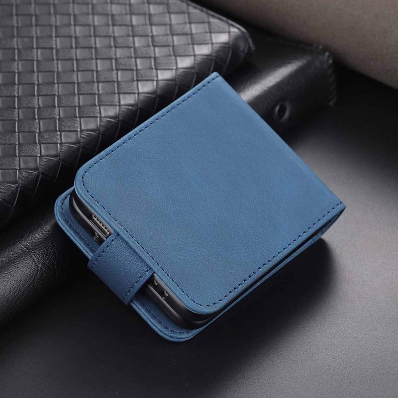 Handyhülle aus echtem Leder für Galaxy Z Flip3 / Flip2 mit Kartenhalter