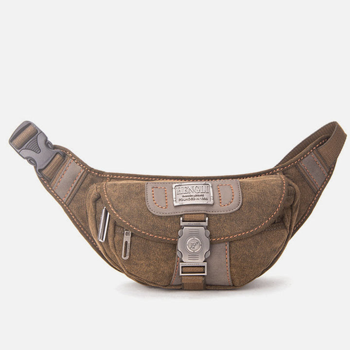 Canvas-Hüfttasche für Männer, kleine Umhängetasche im Retro-Stil, Halbmond-Tasche