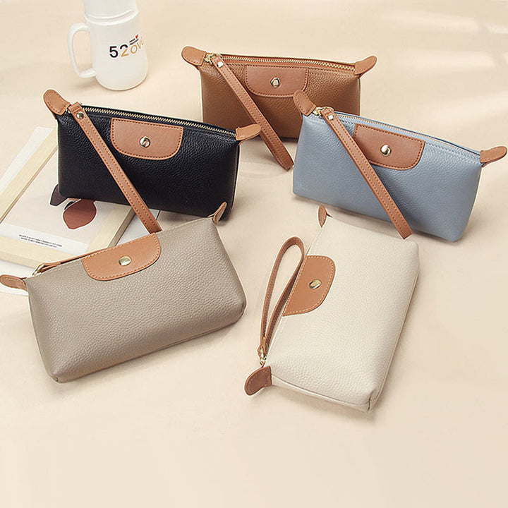 Handliche Clutch aus Leder, leicht, groß, für das Handgelenk, mit Reißverschluss