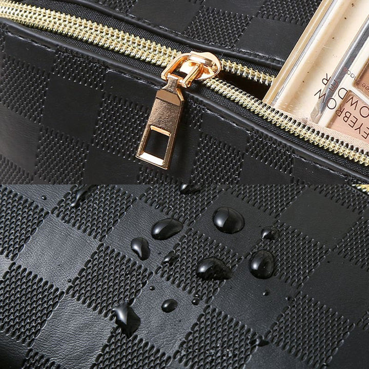 Kosmetiktasche für Damen, Reise, praktische Make-up-Tasche aus PU-Leder