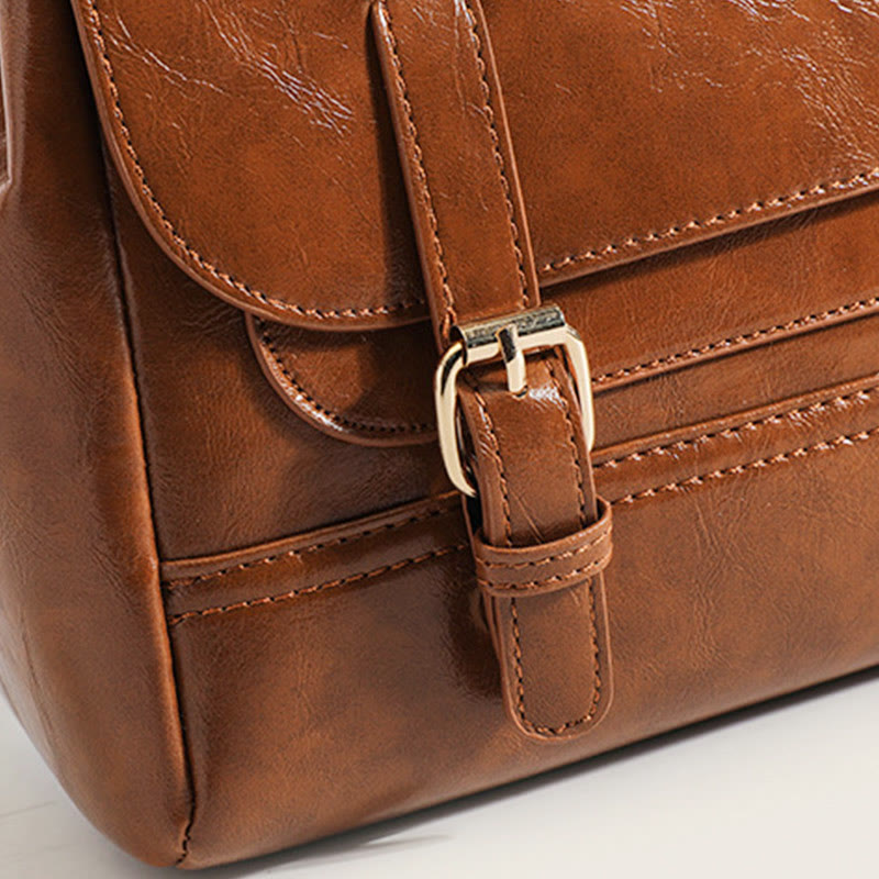 Rucksack für Damen, Vintage, Ölwachsleder, multifunktionale Umhängetasche