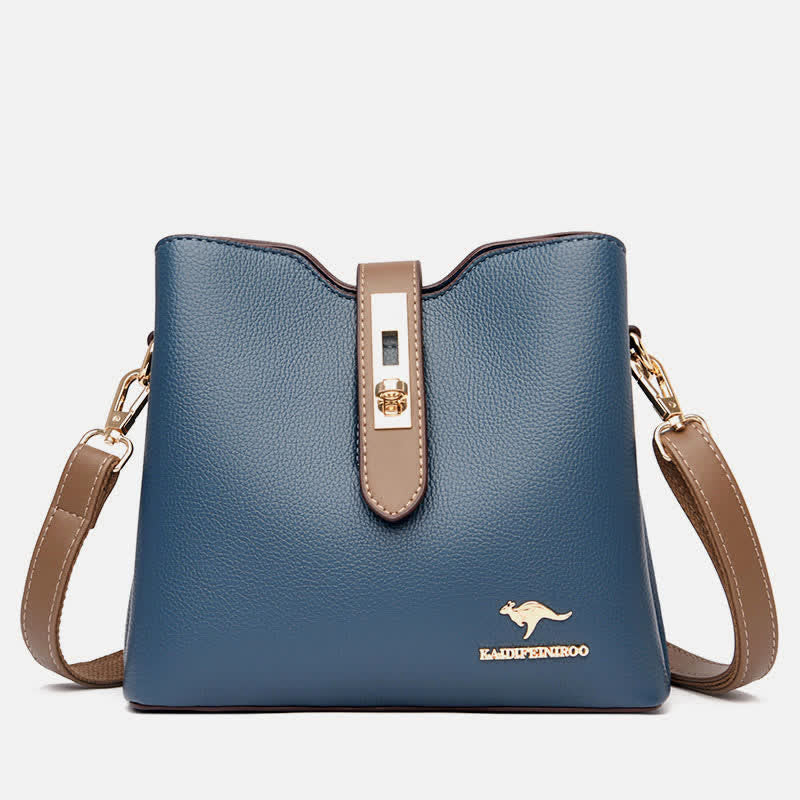 Kleine Umhängetasche mit drei Fächern für Damen, Schultertasche aus Leder