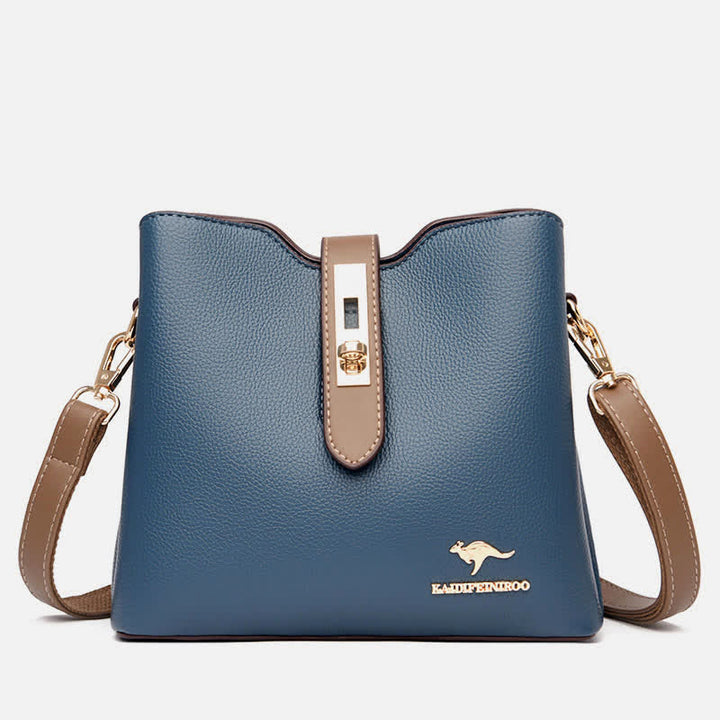 Kleine Umhängetasche mit drei Fächern für Damen, Schultertasche aus Leder