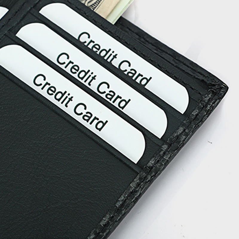 Dreifach gefaltete Herren-Geldbörse aus Leder mit RFID-Blockierung, minimalistisches Kohlefaser-Muster