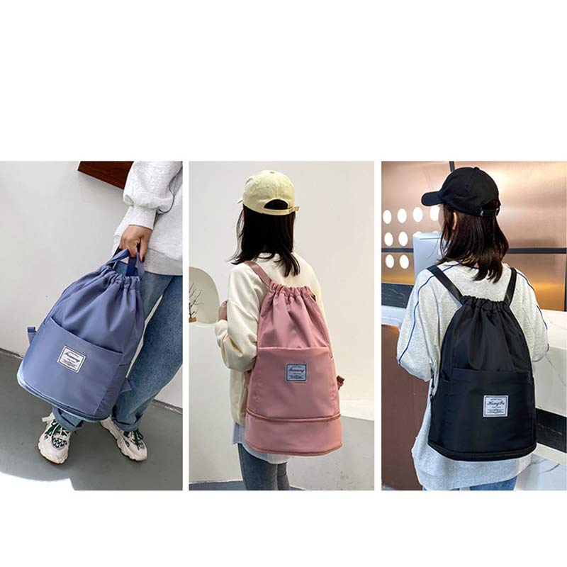 Kordelzug-Rucksack für Damen, wasserdicht, groß, Nass- und Trockentrennrucksack