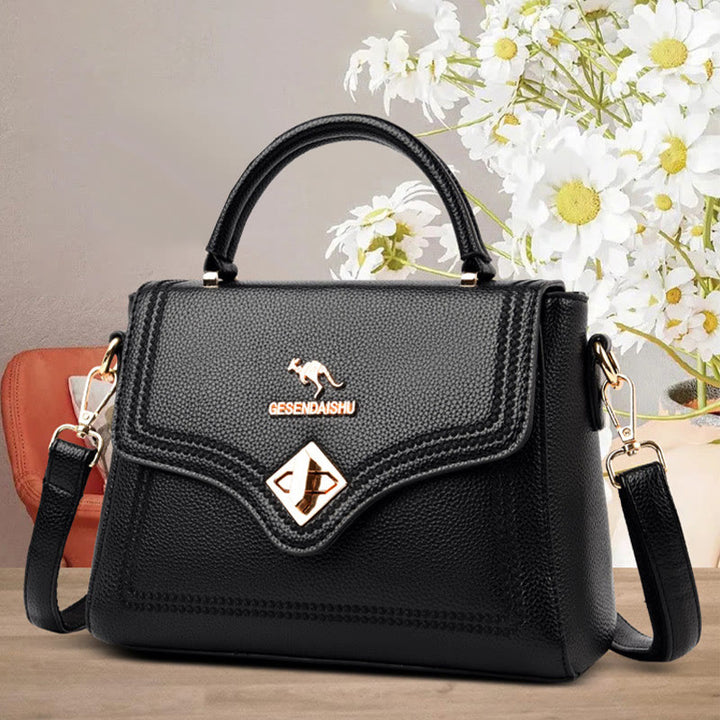 Klassische Tragetasche für den Weg zur Arbeit, minimalistische kleine Lederhandtasche