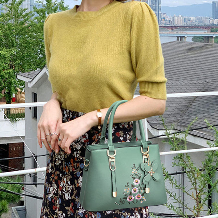 Florale vegane Ledergeldbörse für Ausflüge, elegante Umhängetasche für Damen