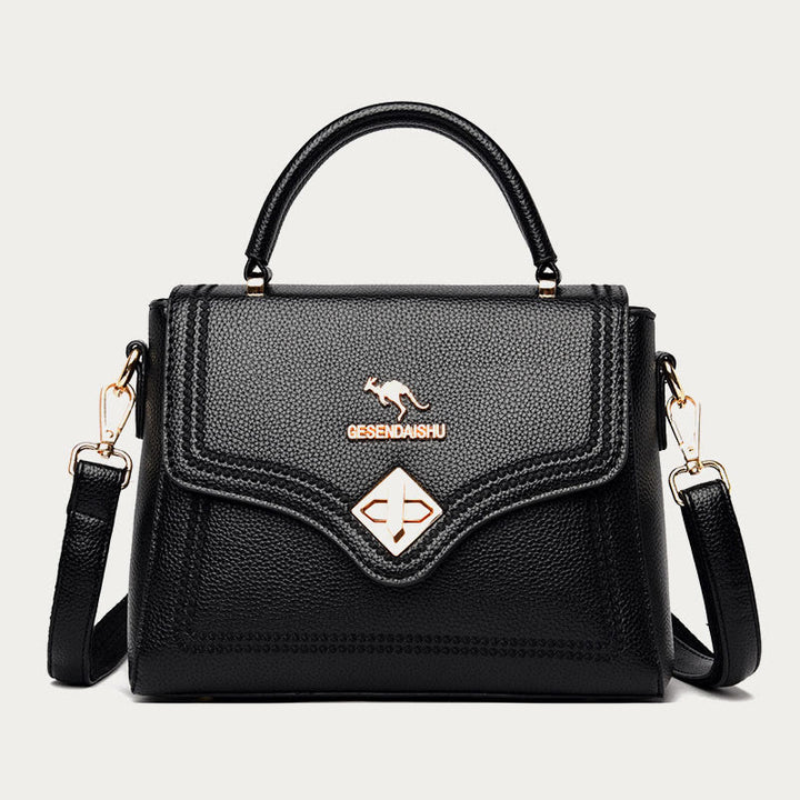 Klassische Tragetasche für den Weg zur Arbeit, minimalistische kleine Lederhandtasche