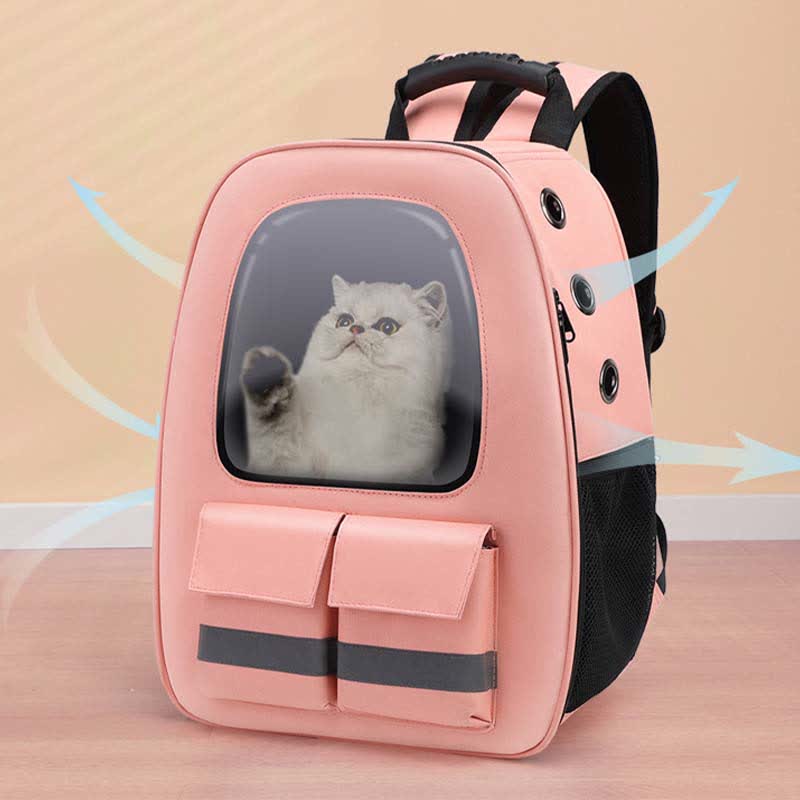 Haustier-Rucksackträger für Katzenwelpen, belüfteter Katzenträger mit Taschen