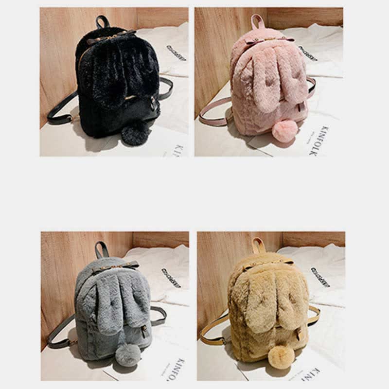 Süßer Plüsch-Rucksack, Tagesrucksack für Frauen und Mädchen mit Hasenohren