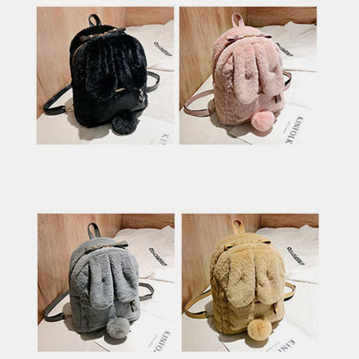 Süßer Plüsch-Rucksack, Tagesrucksack für Frauen und Mädchen mit Hasenohren