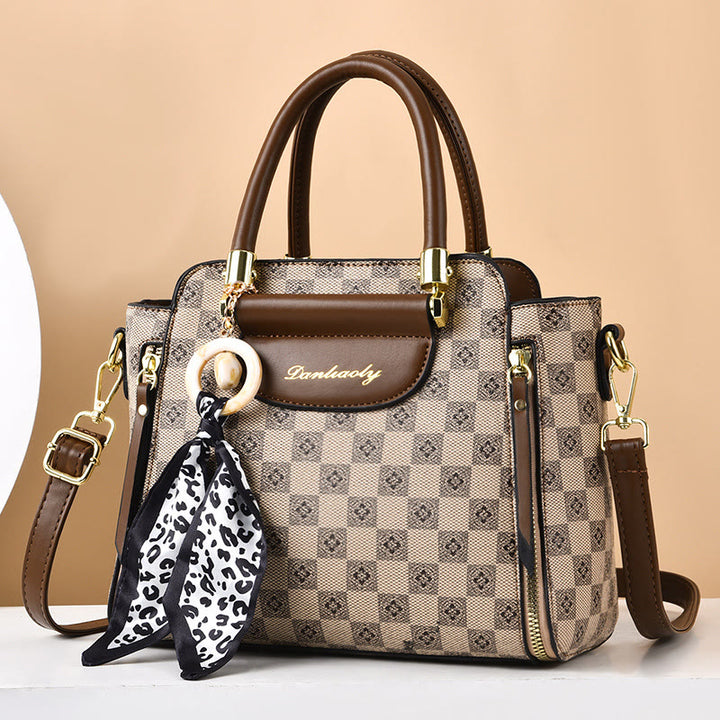 Britische Handtasche Damen Mini Seidenschal Dekor Elegante Umhängetasche
