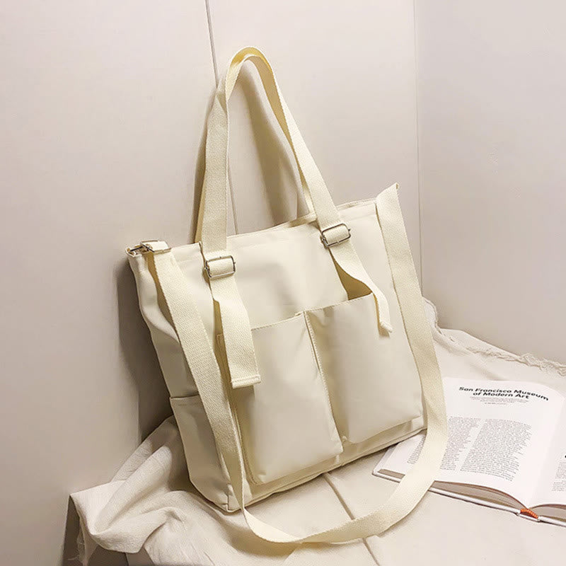 Große Tragetasche aus Canvas mit mehreren Taschen, funktionale Umhängetasche