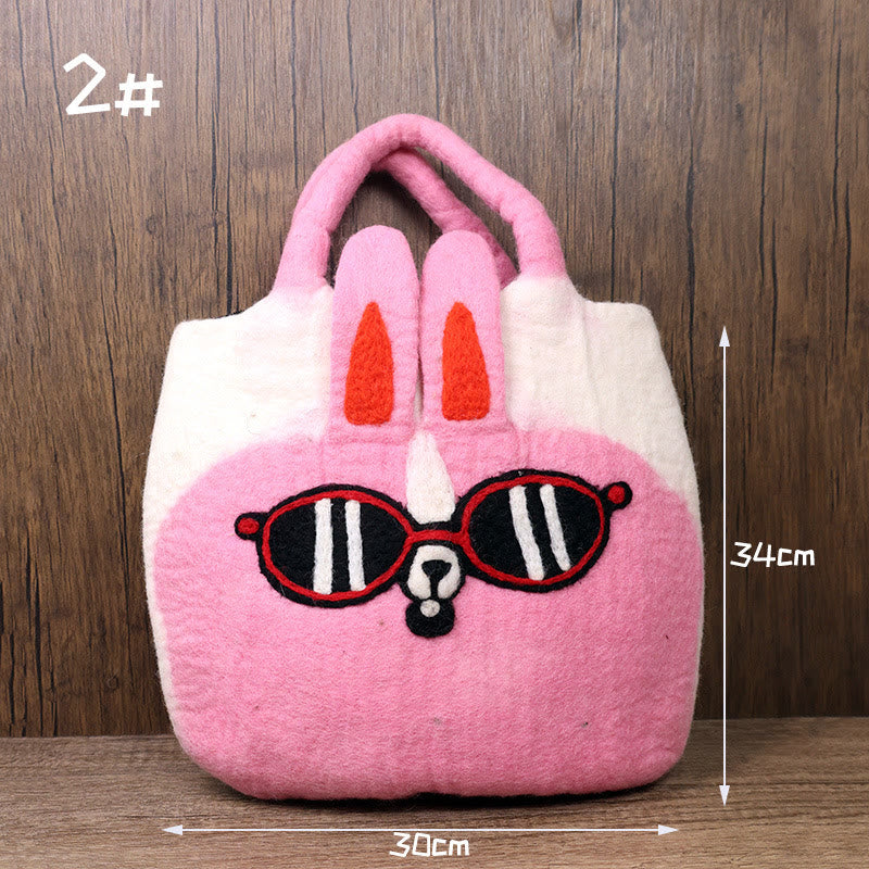 Handgemachte Tasche Wollfilz Handtasche Große Hasengesicht Tote