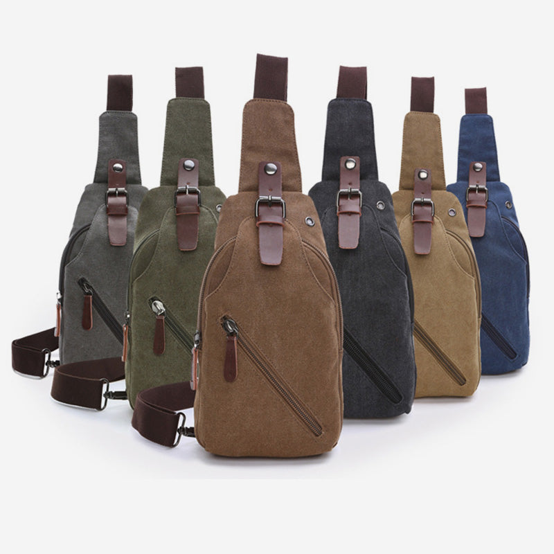 Multifunktionale Schultertasche aus Canvas im Vintage-Stil