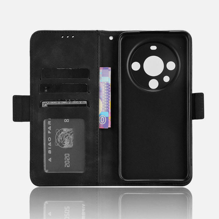 Huawei Mate 60 Clamshell-Telefonhülle aus Leder mit mehreren Kartenfächern
