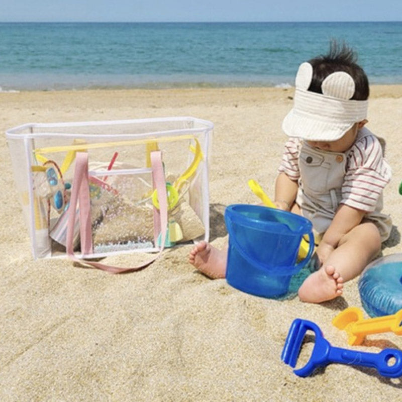 Große wasserdichte, transparente Strandtasche aus PVC mit großem Fassungsvermögen, Tragetasche und Schultergurt