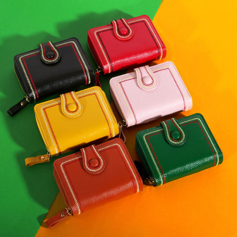 Süße kleine Geldbörse für Mädchen, kurzer Retro-Kartenhalter mit Reißverschluss