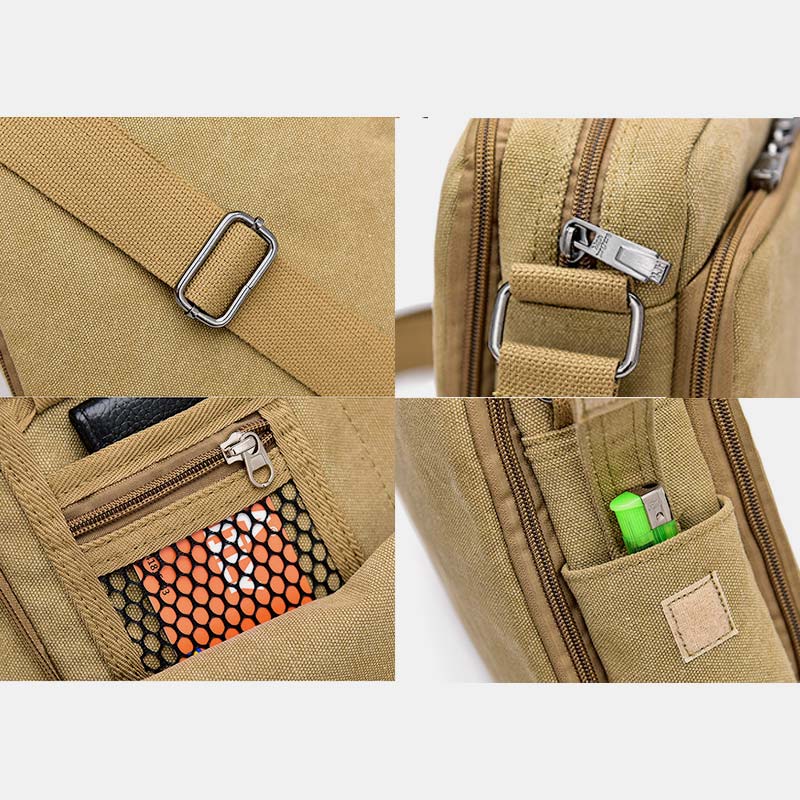 Vintage Canvas Mini Crossbody Umhängetasche Männer kleine Geldbörsen mit Multi-Slot