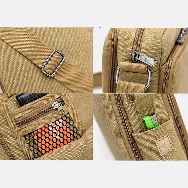 Vintage Canvas Mini Crossbody Umhängetasche Männer kleine Geldbörsen mit Multi-Slot