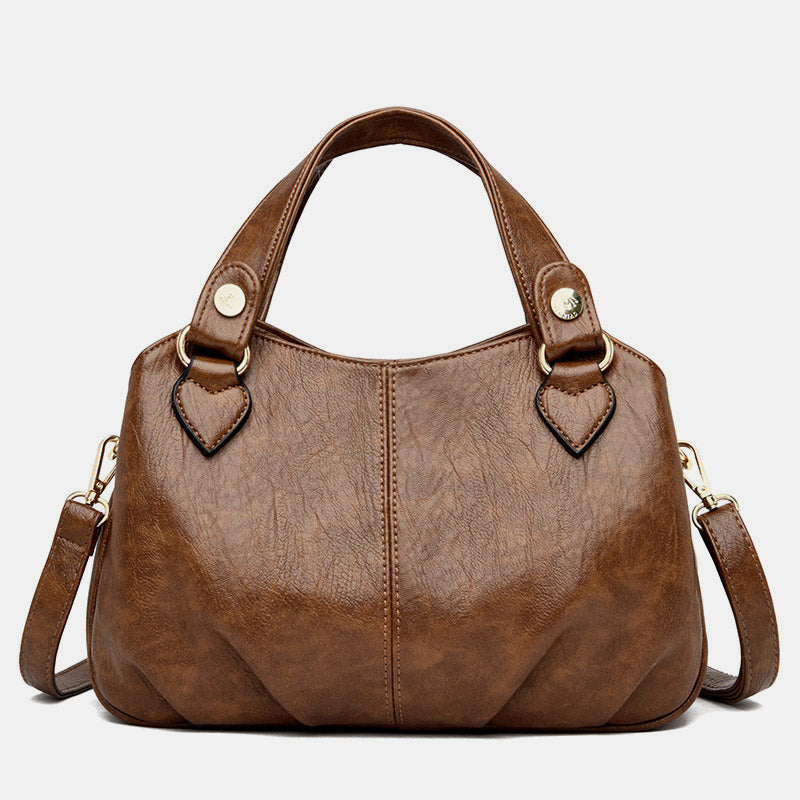 Damen Dreifach-Umhängetasche aus Leder mit Henkel oben, Umhängetasche, Handtasche