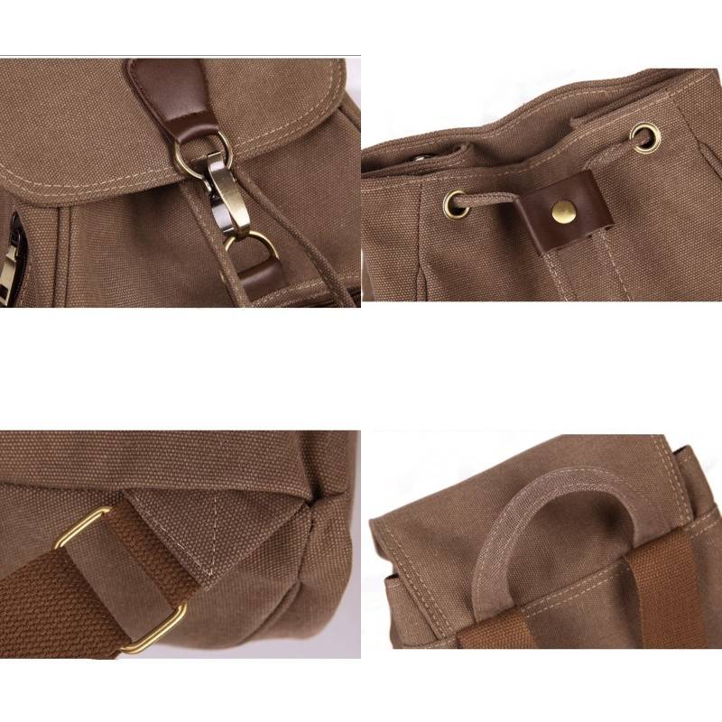 Canvas-Rucksack für Damen und Mädchen, Vintage-Stil, mit Kordelzug, für die Schule, Reisen