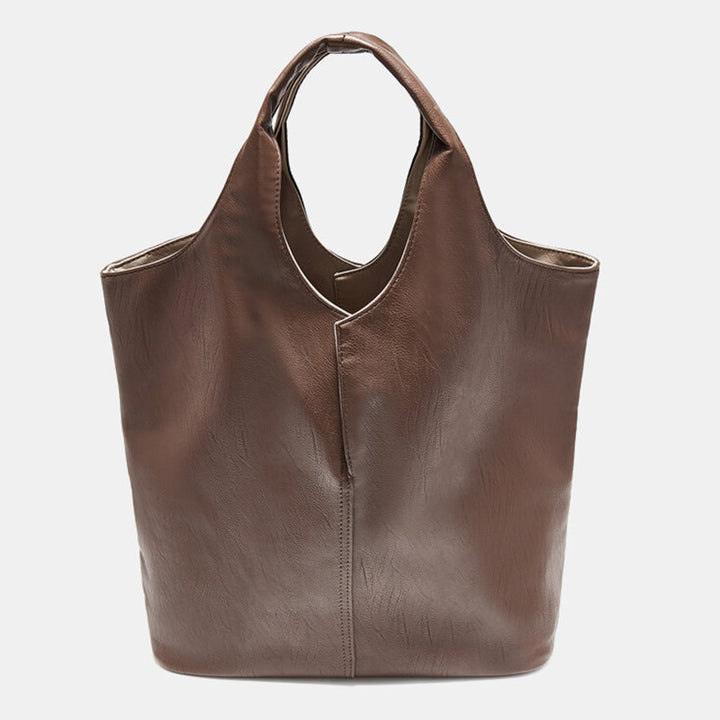 Leder Tote Schultertasche für Frauen Doppelseitige Hobo Geldbörse Bucket Handtasche