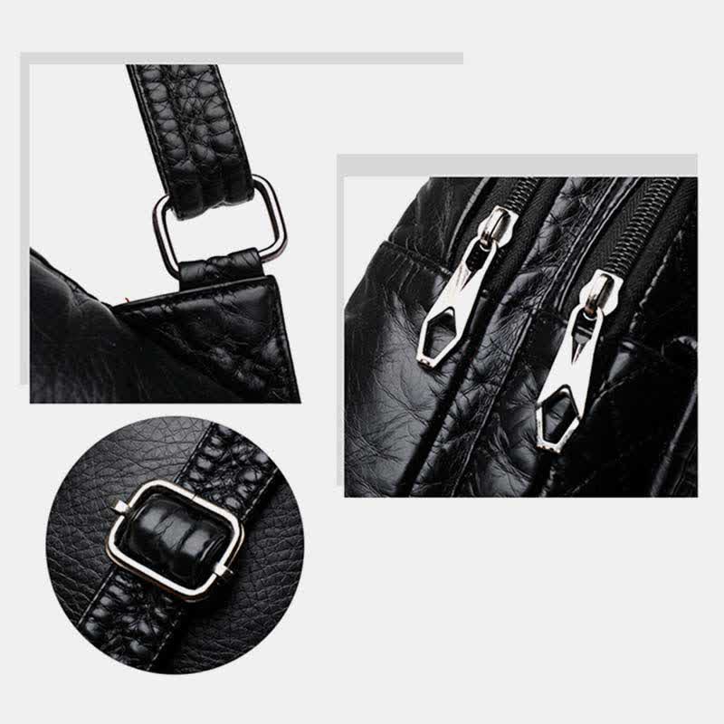 Retro Sling-Rucksack für Damen, mehrere Taschen, Umhängetasche aus PU-Leder