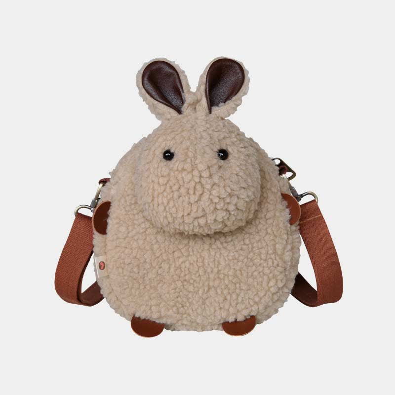 Süße Umhängetasche mit Plüschhase, flauschige Kaninchen-Schultertasche, Handtaschen