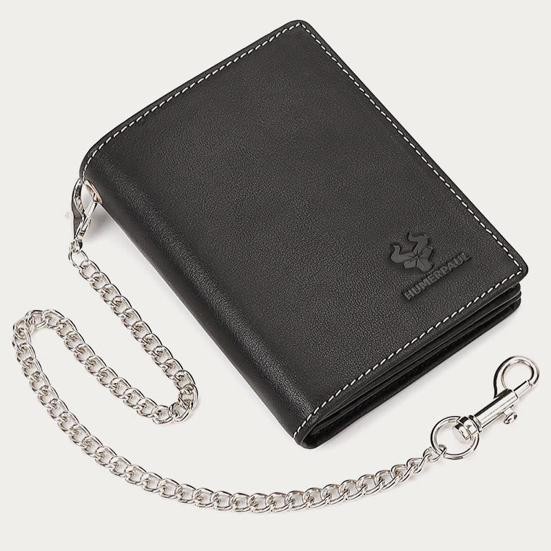 Vertikale Brieftasche RFID Airtag Echtes Leder Sanfte Kette Geldbörse für Männer