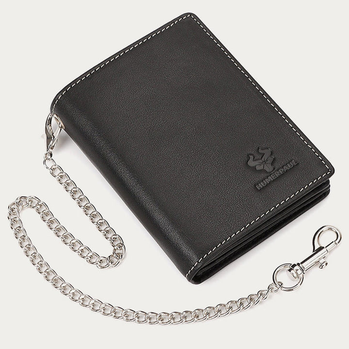 Vertikale Brieftasche RFID Airtag Echtes Leder Sanfte Kette Geldbörse für Männer