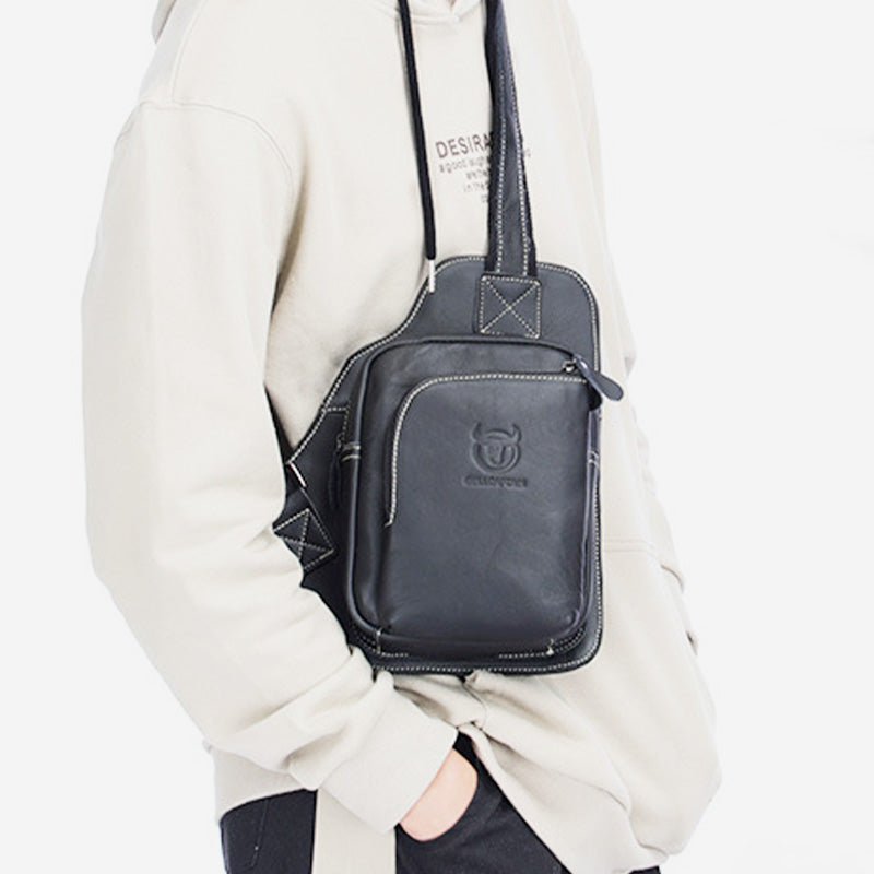 Schultertasche aus echtem Leder mit großem Fassungsvermögen