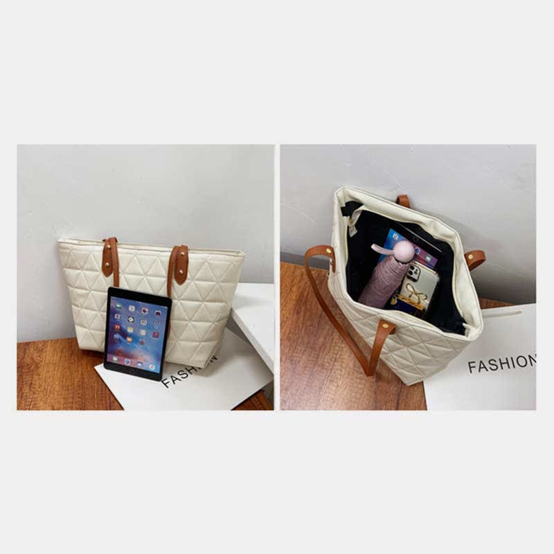Große Kapazität Tragetaschen Gesteppte Leder Schultertasche Damen Handtasche