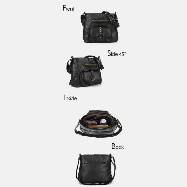 Umhängetasche für Frauen mit Reißverschluss, verstellbarem Riemen, weiche Leder-Schulterhandtaschen