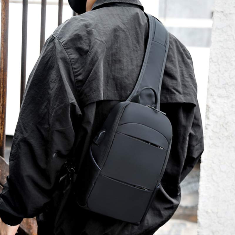Sling Crossbody Rucksack Umhängetasche für Herren mit USB-Ladeanschluss