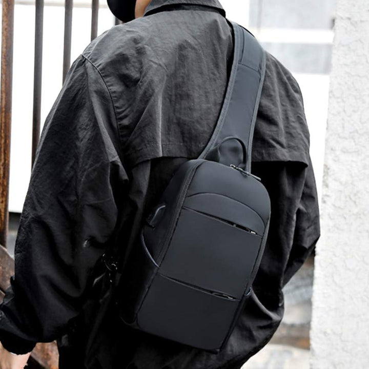 Sling Crossbody Rucksack Umhängetasche für Herren mit USB-Ladeanschluss