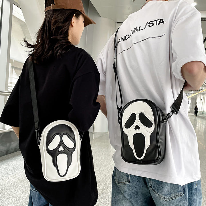 Umhängetasche für Partys, lustiges Geister-/Totenkopf-Muster, Lederpaket