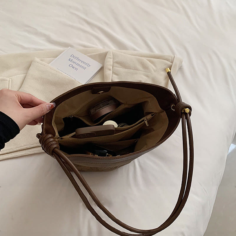 Vintage Bucket Bag für Damen aus veganem Leder für die Achsel