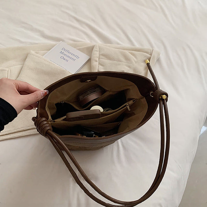 Vintage Bucket Bag für Damen aus veganem Leder für die Achsel