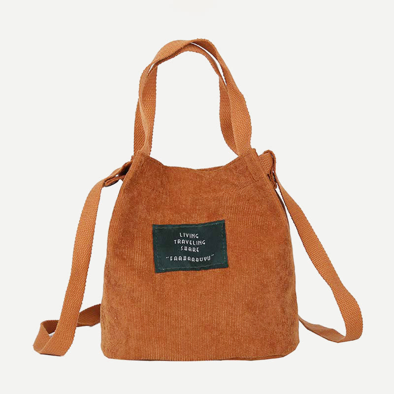 Top-Griff-Tasche für Frauen im Retro-Stil, literarische Cord-Canvas-Handtasche