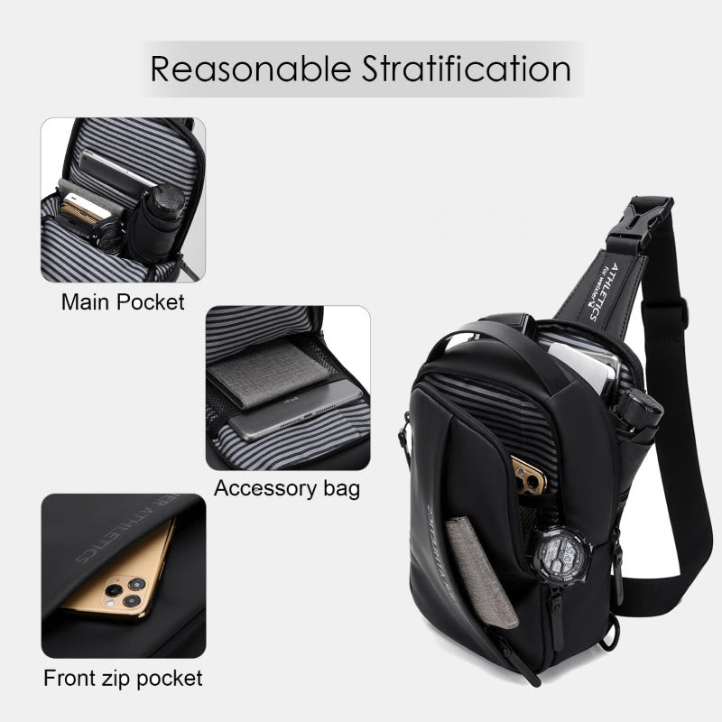 Wasserdichte Schultertasche Outdoor Casual Brusttasche für Wandern Radfahren Reisen 