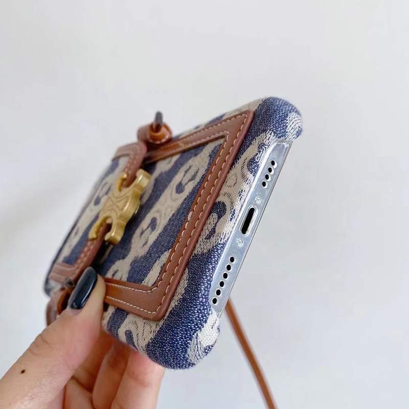 Vintage iPhone Kartenhalter Hülle Handytasche mit Umhängeband