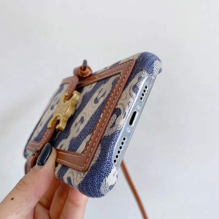 Vintage iPhone Kartenhalter Hülle Handytasche mit Umhängeband