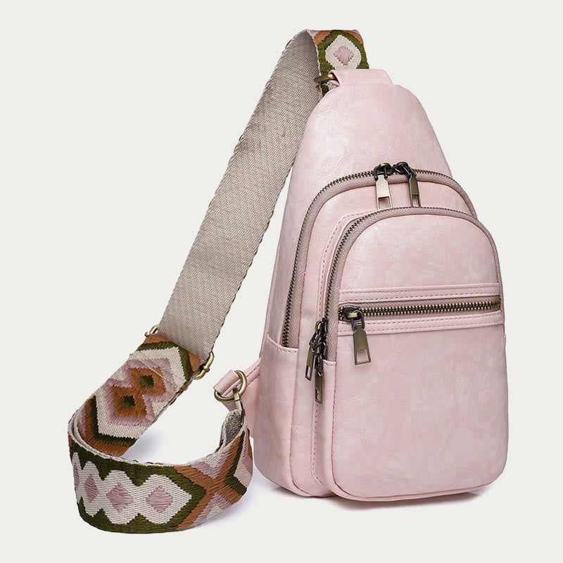 Schultertasche für Damen, breite Riemen, Retro-Umhängetasche aus Leder