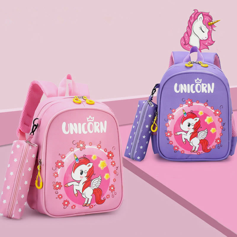 Rucksack für Kinder mit Cartoon-Druck, süßes Einhorn, Kindergarten-Schultasche