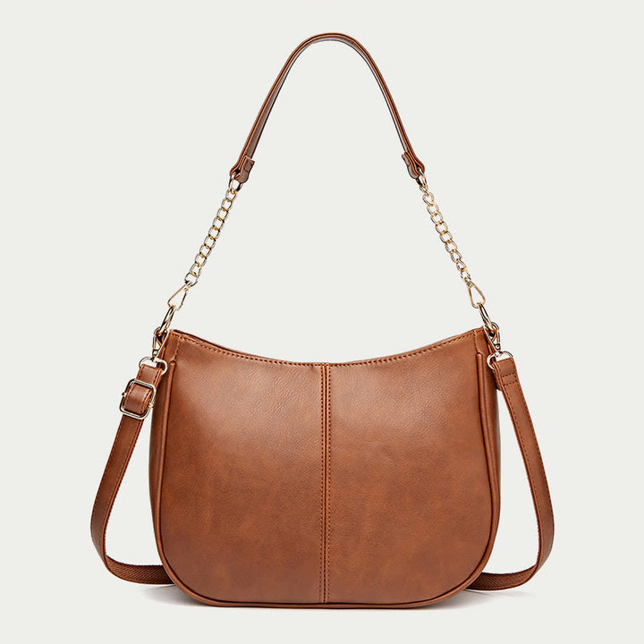 Umhängetasche für Damen mit doppeltem Riemen, elegante Tasche aus PU-Leder
